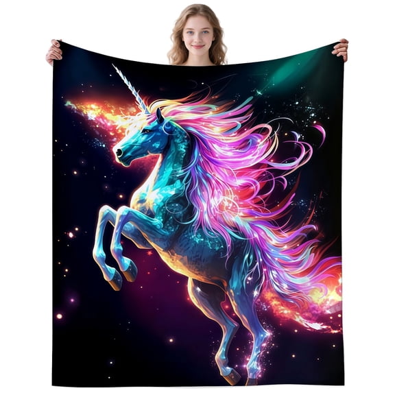 Colorful Unicorn Blanket Gifts for Women Men Adults Unicorns Lovers Cozy Plush Starry Sky Unicorns Throw Blankets for Travelling Sofa Decor Birthday Gifts 60×50 Inch