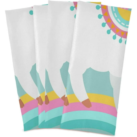 Colorful Unicorn Dish Towels Set of 4, Rainbow Cartoon Washable Tea Towels Dishcloths Lint-Free 18x28 Inch Fast Drying for Kitchen Restaurant Bar Clean