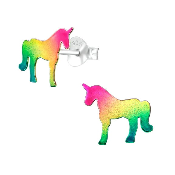 Colorful Unicorn Earrings 925 Sterling Silver Stud Earrings