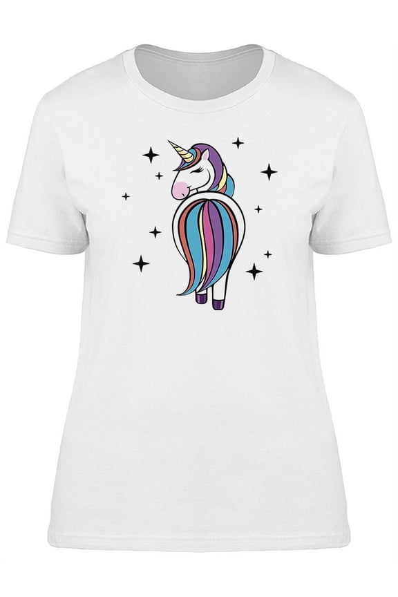 Colorful Unicorn Stars T-Shirt Women -Image by Shutterstock, Female Large