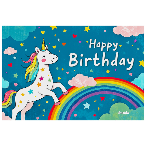 Colorful Unicorn Themed Happy Birthday Banner Background Backdrop Party Supplies Decorations for Birthday Parties Photography Props Kids Celebrations