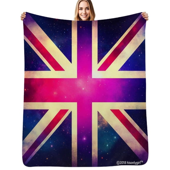 Colorful Union Jack Galaxy Print Flannel Blanket Warm Soft Bedding Throws Winter Camping Chair Sofa Bed