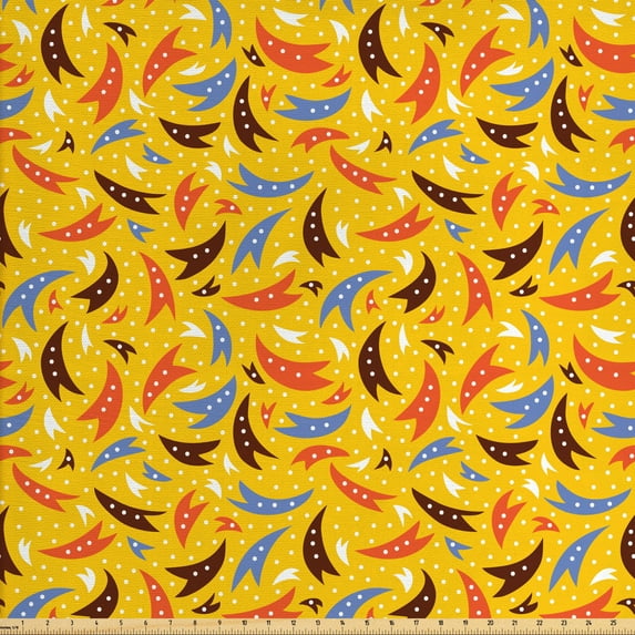 Colorful Upholstery Fabric by the Yard, Abstract Tails Doodle Pattern with Space Theme Funky Spotty Composition, Decorative Fabric for DIY and Home Accents, Multicolor by Ambesonne