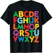 Colorful Uppercase Letters Alphabet learn ABCs boy girl kids T-Shirt.jpg