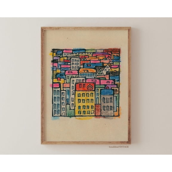 Colorful Urban Landscape Illustration - Abstract Cityscape Art Print Poster - Modern Home Decor, Unframed Poster Size 8x12 F03.1.18l1843