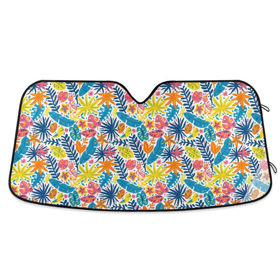 Colorful Various Leaf Car Windshield Sun Shade Foldable Car Front Window Visor Heat and UV Protection 55x27.6
