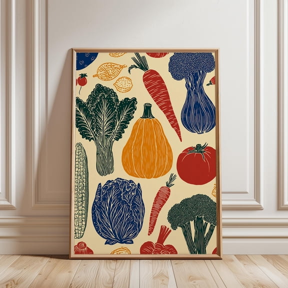 Colorful Vegetable Garden Poster, Unframed Paper Poster 11x14in