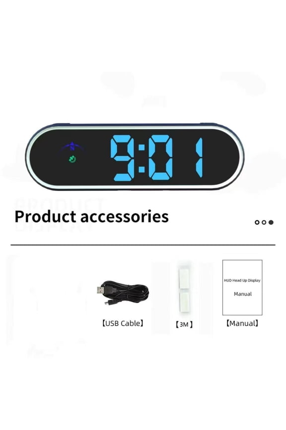 Colorful Versatile Car HUD, KMH/MPH Switchable 2.9-Inch Head-Up Display with Integrated Clock, Auto Start-Stop 5V Projector for Dashboard for Daily Commuters
