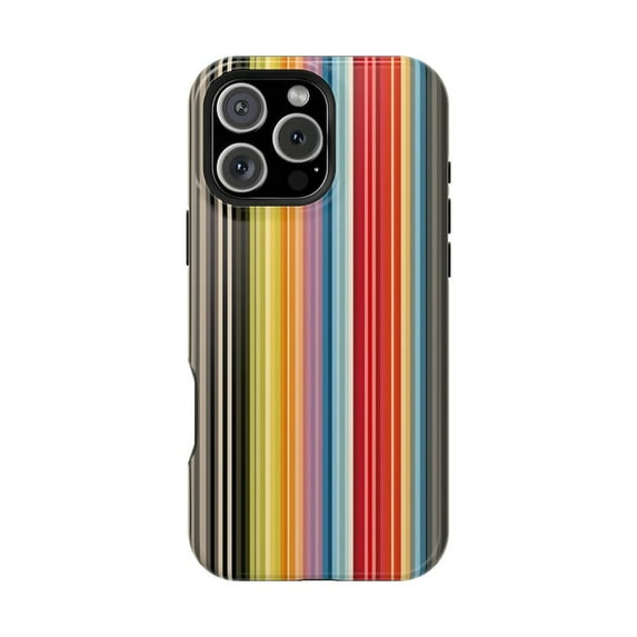 Colorful Vertical Stripes with Taupe Lines Abstract Modern Pattern Phone Case for 17 16 15 14 13 12 11 Pro Max