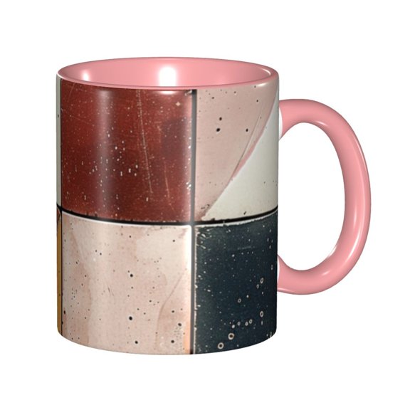 Colorful Vibrant Geometric Shapes Coffee Mug Fun Custom Ceramic Mugs 11oz Pink