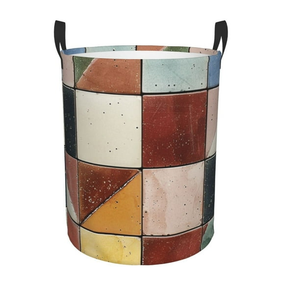 Colorful Vibrant Geometric Shapes Laundry Hamper Medium Storage Basket/Toy Organizer/Dirty Clothes Bucket