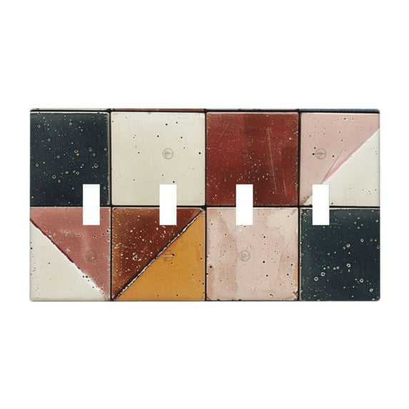 Colorful Vibrant Geometric Shapes Switch Cover Decorative Wall Plate / 4-Gang 4-Toggle / Standard Size 4.5x8 in