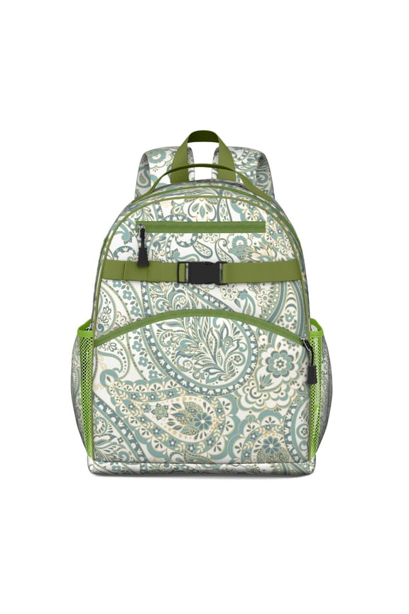 Colorful Vibrant Indian Tribal Paisley Design Student Backpack Lightweight Adjustable Shoulder Straps Chest Strap Durable School Backpack