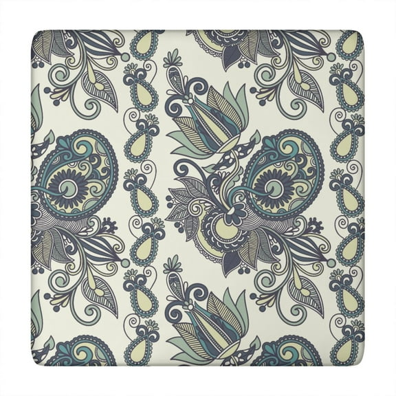 Colorful Vibrant Paisley Square Tablecloth - Snug Fit Windproof Washable Table Cover for BBQs 34x34 Inches