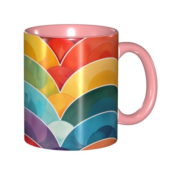 Colorful Vibrant Waves Dynamic Coffee Mug Fun Custom Ceramic Mugs 11oz Pink