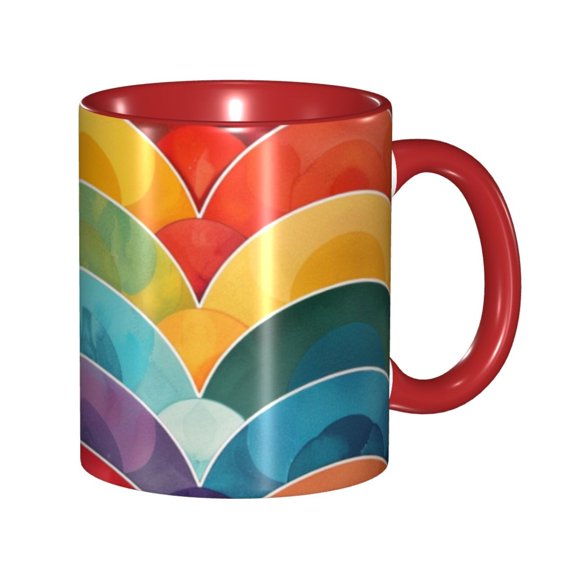 Colorful Vibrant Waves Dynamic Coffee Mug Fun Custom Ceramic Mugs 11oz Red