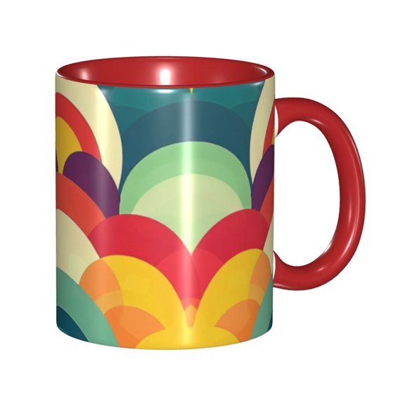 Colorful Vibrant Waves Pattern Coffee Mug Fun Custom Ceramic Mugs 11oz Red