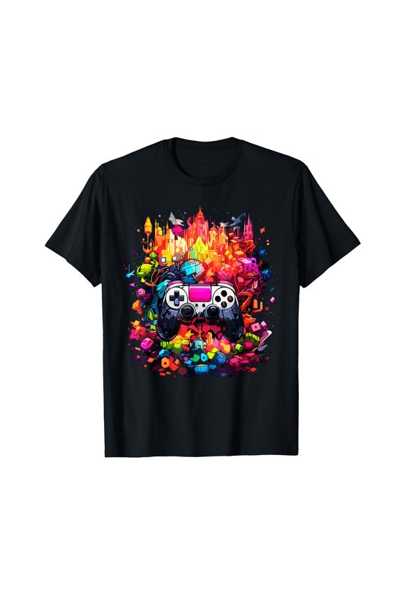 Colorful Video Game Controller Tie Dye T-Shirt for Cool Gamers and Gaming Enthusiasts