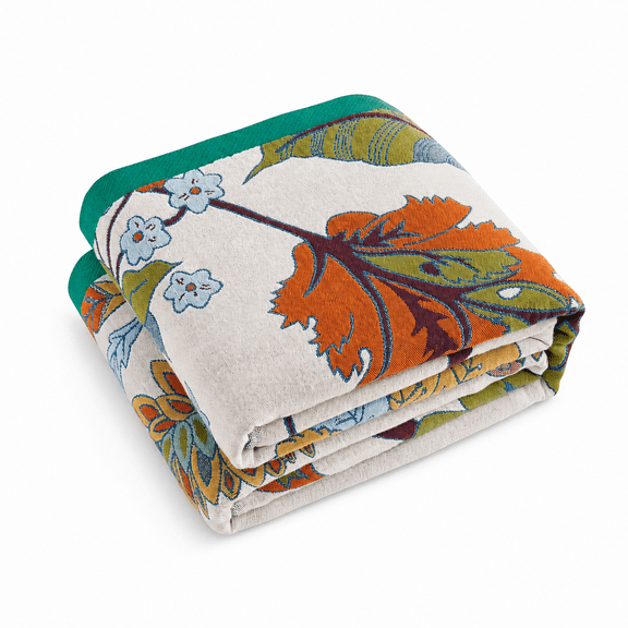 Colorful Vine Throw Blanket 50x60 Inch Reversible Bohemian Floral Woven Decorative