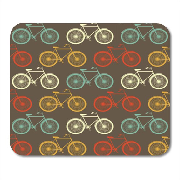 Colorful Vintage Bicycles Pattern Transport City Abstract Active Activity Mousepad Mouse Pad Mouse Mat 9x10 inch