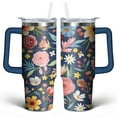 thumbnail image 1 of Colorful Vintage Flowers 30 Oz Tumbler with Handle Lid and Straw, Stainless Steel Double Walled Vacuum Insulated Cup, Cute Birthday Gifts Tumbler for Women Men Friends, 1 of 1