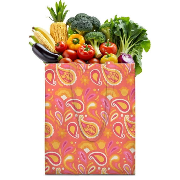 Colorful Vintage Paisley Pattern Reusable Tote Bag - Spacious Eco-Friendly Grocery Bag