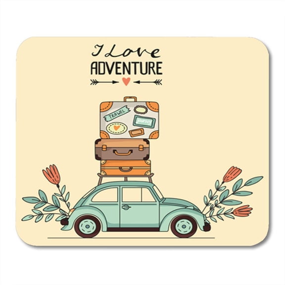 Colorful Vintage Retro Car Luggage Roof and Space Transport Holiday Mousepad Mouse Pad Mouse Mat 9x10 inch