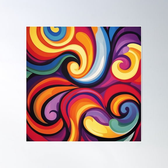 Colorful Vintage Retro Pattern - Retro Poster Wall Art, Modern Wall Decor For Living Room Bedroom, 24x24 UNFRAMED