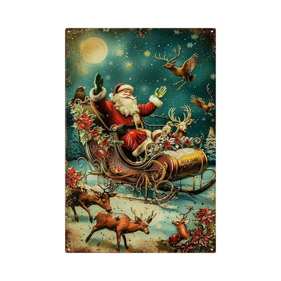 Colorful Vintage Santa Claus Metal Wall Art, Waterproof Sunproof Coating, Rope For Hanging, Outdoor Indoor Christmas Decor For Porch Garden Camping