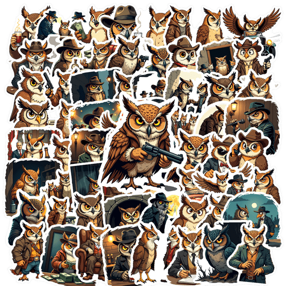 Colorful Vinyl Owl Stickers Waterproof Detective Style for Notebooks Luggage DIY Instruments