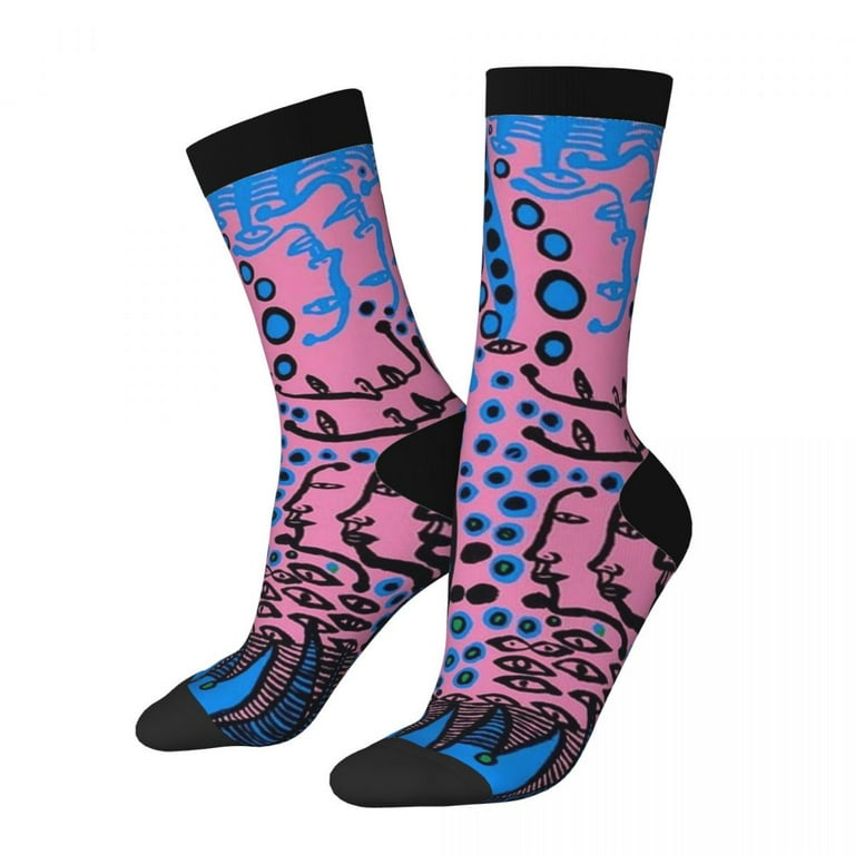Colorful Violet Art Basketball Socks Pumpkin Polka Polyester Middle Tube Socks for Unisex Non slip
