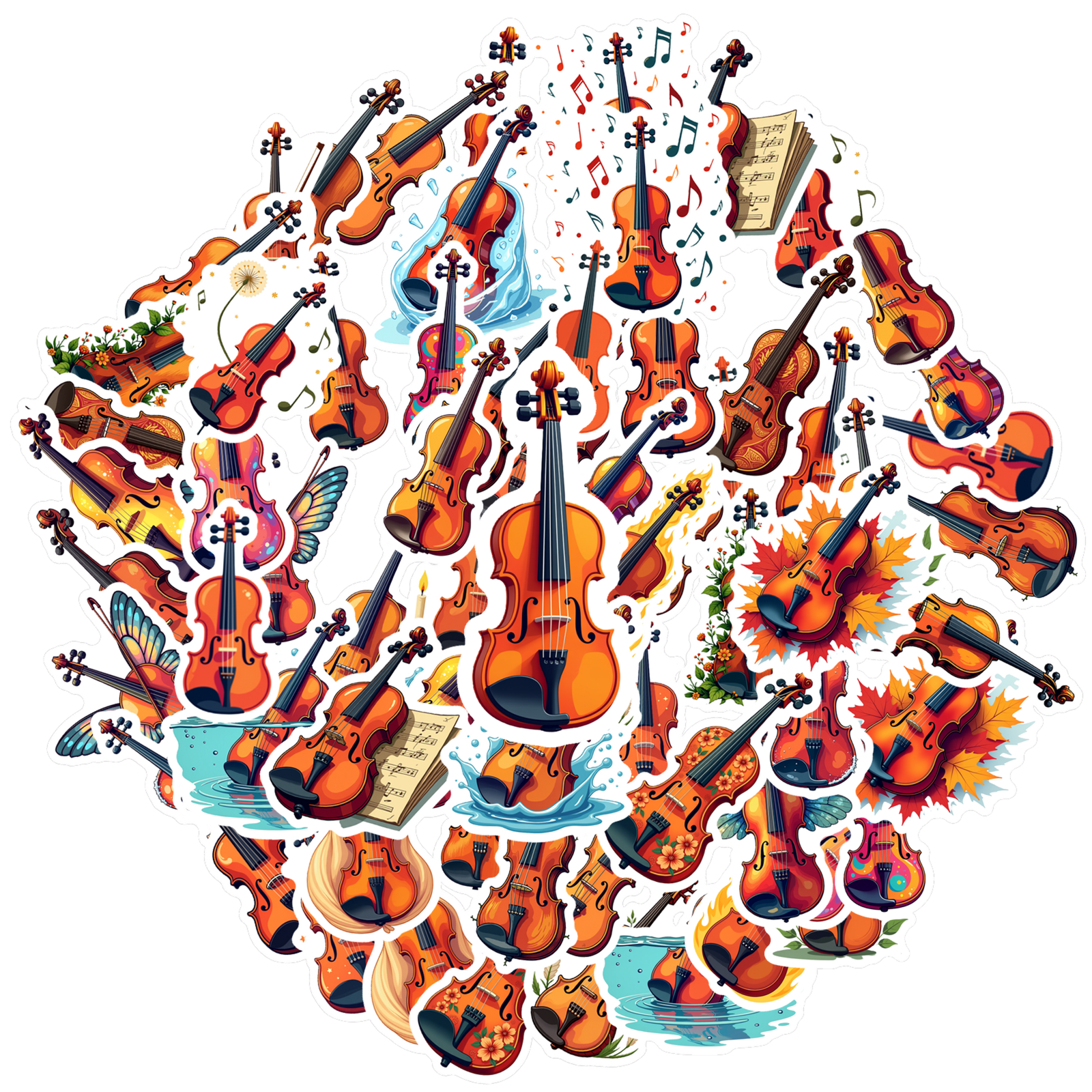 Colorful Violin Stickers Music Instrument Stickers Waterproof PVC for ...