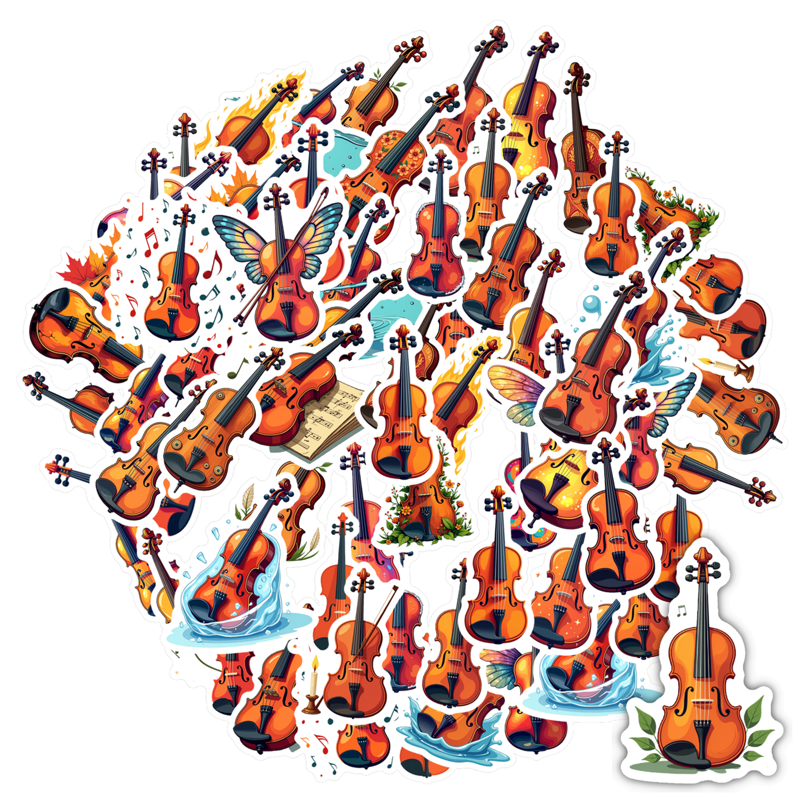 Instrament Sticker Colorful Violin Stickers Music Instrument Stickers Waterproof PVC for ...