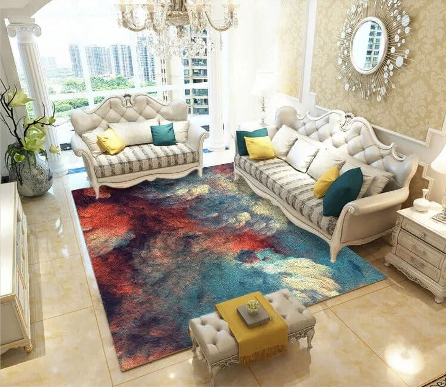 View of Colorful Visual Printing Carpets for Living Room Bedroom Large Area Rug ...