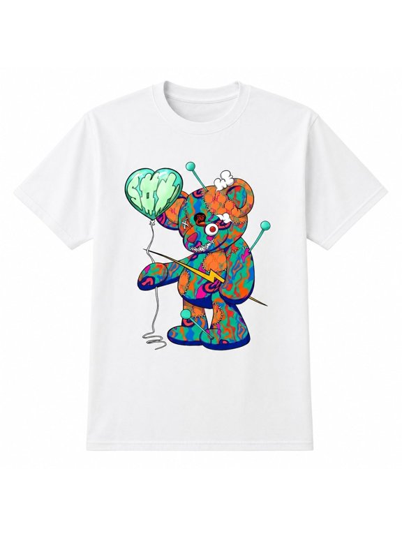 Colorful Voodoo Bear Graphic T-Shirt | Unisex Crew Neck Short Sleeve Tee | Sizes S–4XL