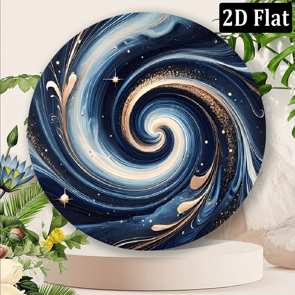 A Colorful Vortex Navy Blue 2D Flat Pattern, 8*8 Inches , Vintage Bedroom Kitchen Decor, Durable And Long-Lasting, Easy to Hang, Suitable for Home, Office, Or As a Gift, Made of Aluminum