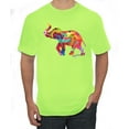 thumbnail image 1 of Colorful Walking Good Luck Elephant Animal Lover Men's Graphic T-Shirt, Safety Green, 5XL, 1 of 3