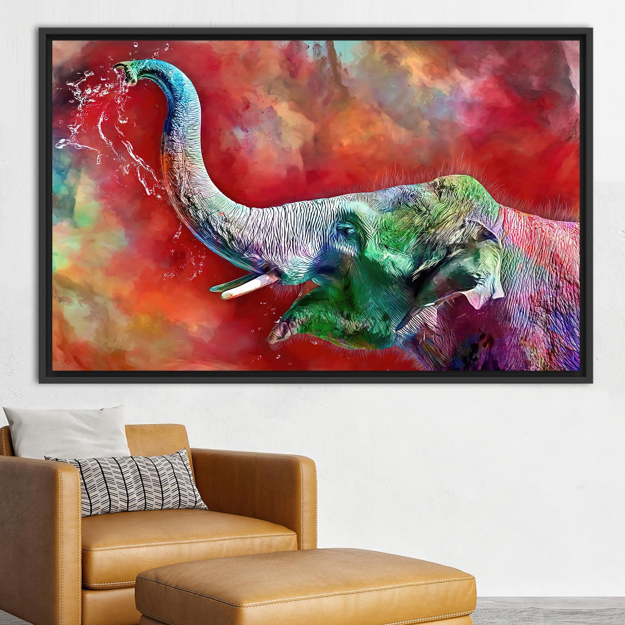 Colorful Wall Art, Abstract Elephant Canvas Art, Cute Elephant Art ...