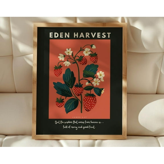 Colorful Wall Art Christian Print Strawberry Home Decor, Botanical Wall Art Whimsical Decor, Vintage Aesthetic Room Decor Kitchen Wall Art Wall Art, Modern Wall Decor, 8x12 UNFRAMED