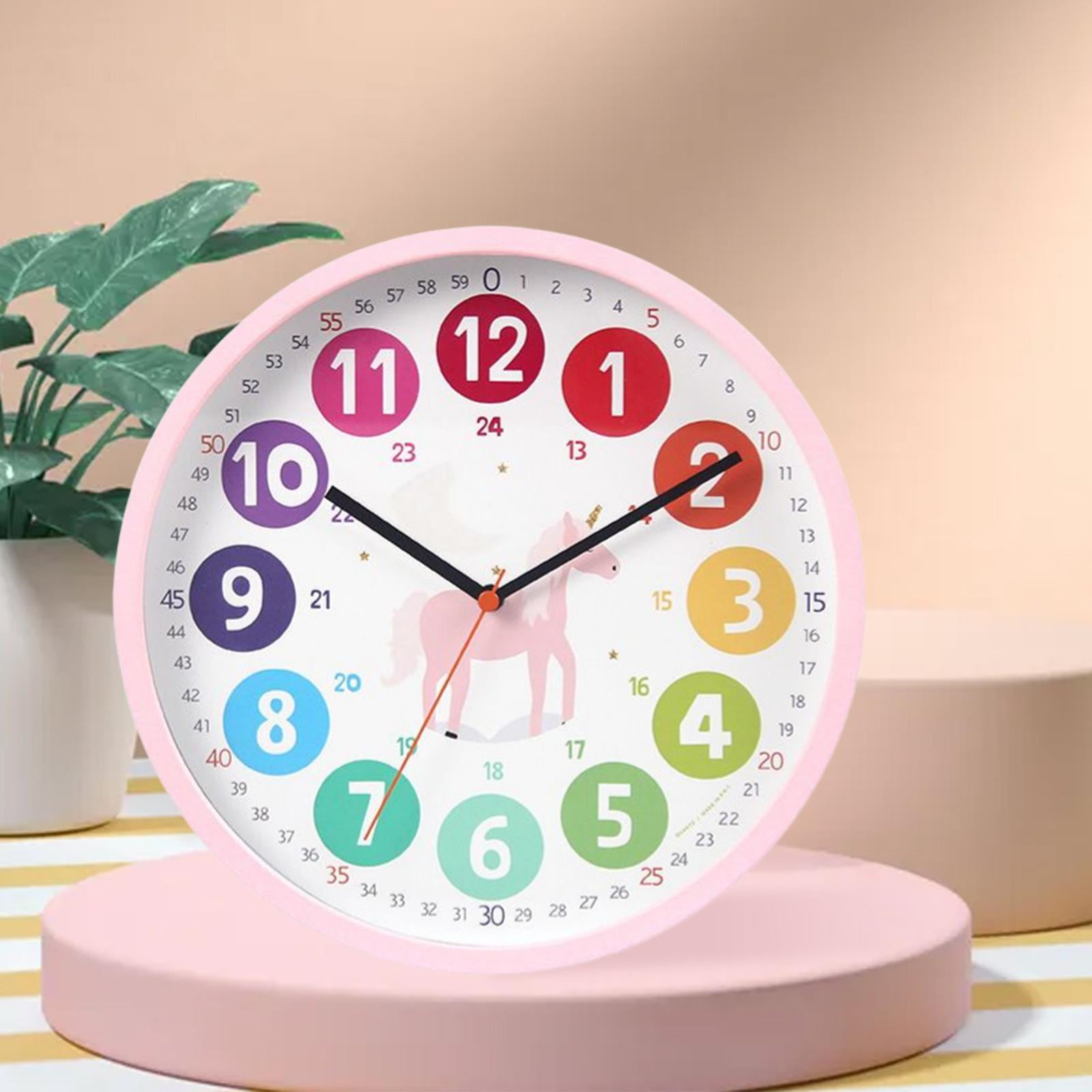 Colorful Wall Clock clock for learning Silent 10 inch Telling Time ...