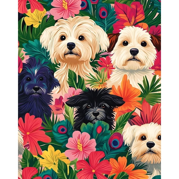 Colorful Wallpaper Peel and Stick Dogs Contact Paper Vibrant Bright Wall Paper for Accent Wall Bathroom Kitchen Drawer Table Renter Friendly Removable Adhesive Wallpapers 17.5 x 118In