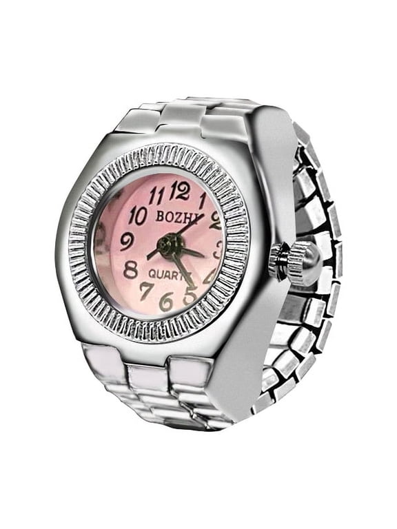 Colorful Watch Ring Women Men Retro Sliver Pointer Quartz Clock Finger Rings Punk Alloy Strap Watches Jewelry Accessories
