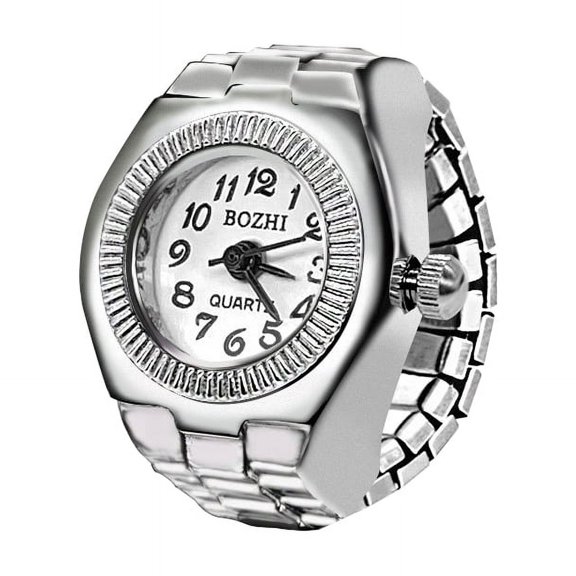 Colorful Watch Ring Women Men Retro Sliver Pointer Quartz Clock Finger Rings Punk Alloy Strap Watches Jewelry Accessories