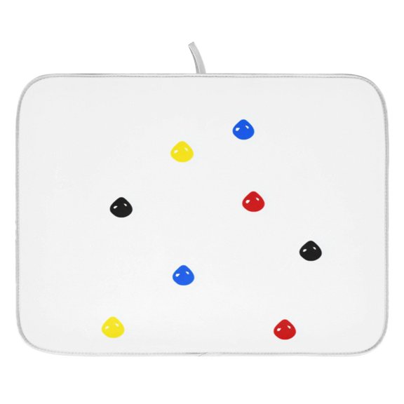 Colorful Water Droplets Dish Drying Mat for Kitchen, Quick Drying Absorbent Soft Durable 16" x 18"