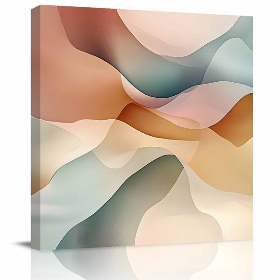 Colorful Water Ripples Abstract Geometric Canvas Artwork Painting Art, Gradient Color Block Square Framed Wall Decorations Prints Picture for Bedroom Kitchen Living Room, 12x12 in