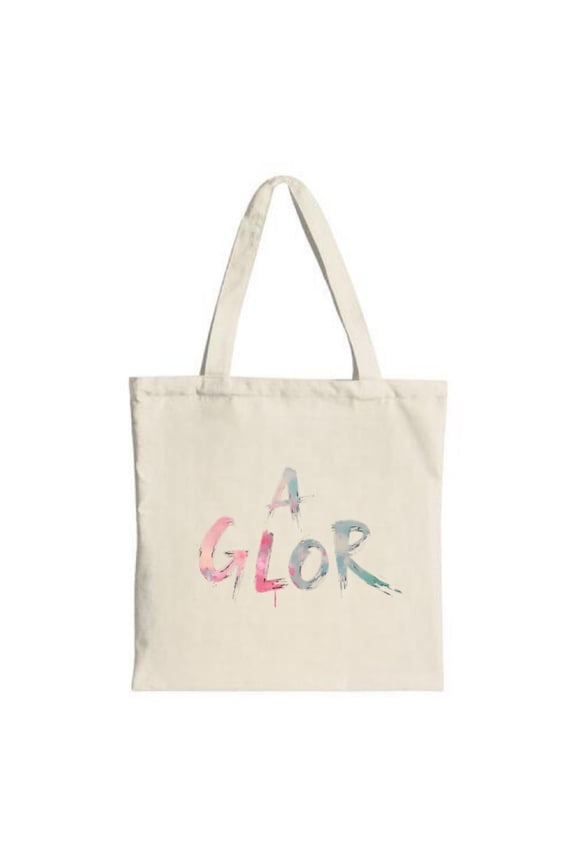 Colorful Watercolor " A GLOR " Tote Bag - Soft Cream Canvas Multifunctional Reusable Shopping Bag for Parties Travel & Shopping