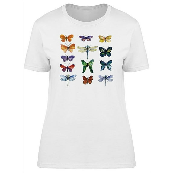 Colorful Watercolor Butterflies T-Shirt Women -Image by Shutterstock, Female Small