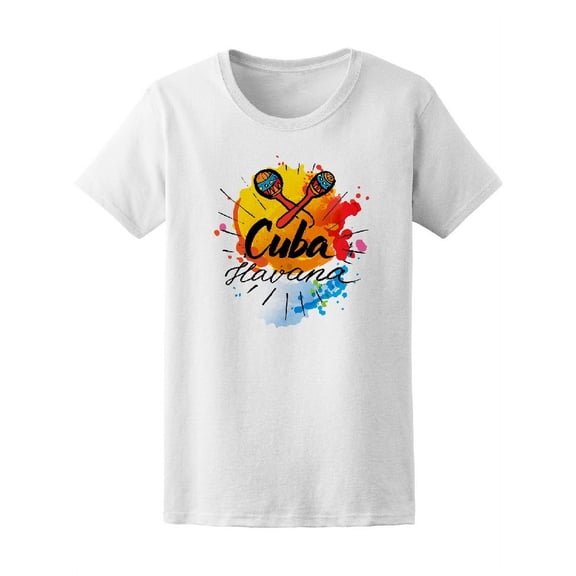 Colorful Watercolor Cuba Havana T-Shirt Women -Image by Shutterstock, Female Medium