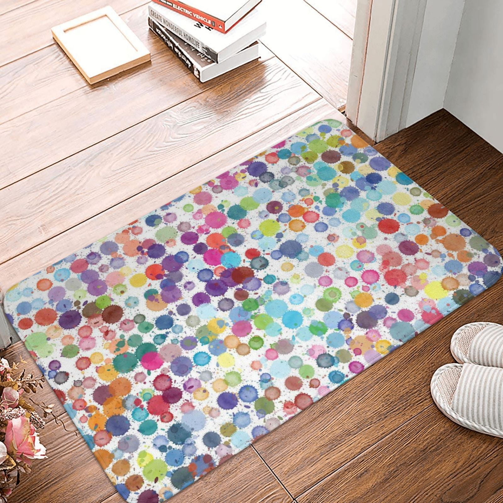 Colorful Watercolor Dots Front Door Mat Front Door Mat Indoor Outside
