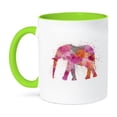 thumbnail image 1 of 3dRose, Colorful watercolor elephant illustration, 11oz Two-Tone Green Mug, 1 of 7